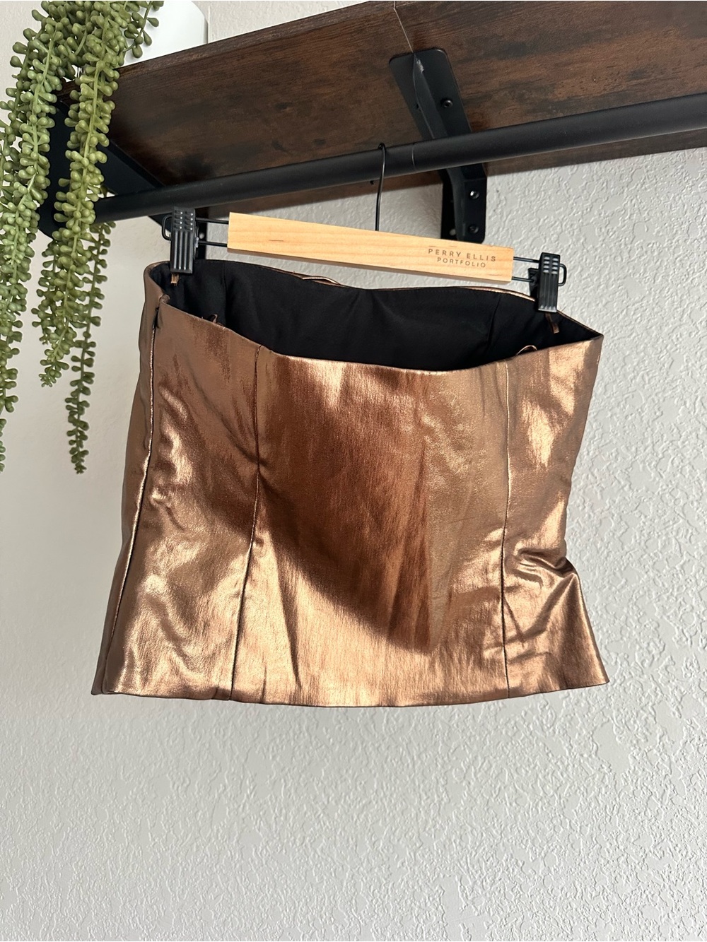 Zara Metallic Bronze Strapless Ruched Top Medium NWT - Picture 5 of 6